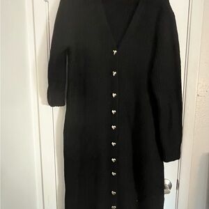 Black Long sweater dress Heart Buttons